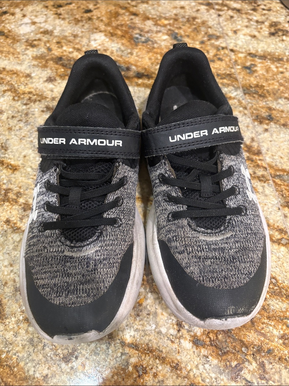 Under Armour Kids Black and Gray Slip-On Sneaker with Hook Strap